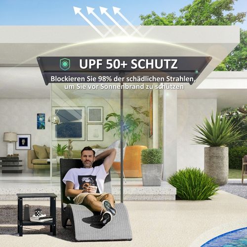 Parasol Inclinable Et Rotatif 180° 150x205 Cm En Aluminium Gris Foncé Pour Balcon