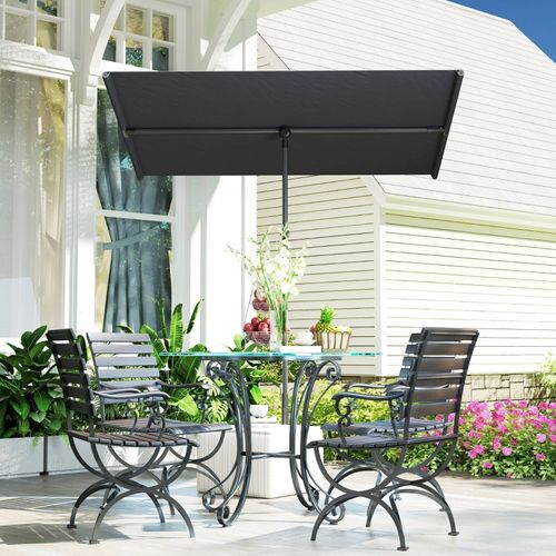 Parasol Inclinable Et Rotatif 180° 150x205 Cm En Aluminium Gris Foncé Pour Balcon