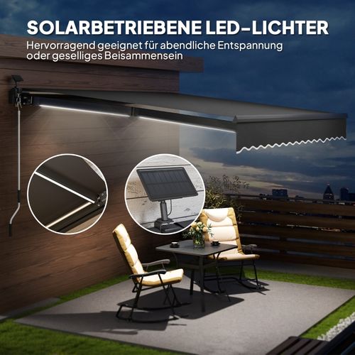 Store Banne Manuel 400 Cm Avec LED Solaire Et Protection Uv50+ Pour Balcon