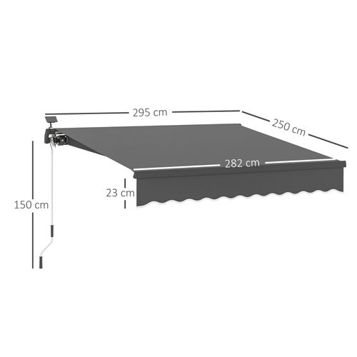 Store Banne Manuel 300 Cm Avec LED Solaire Et Protection Uv50+ Pour Balcon