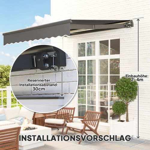 Store Banne Manuel 300 Cm Avec LED Solaire Et Protection Uv50+ Pour Balcon