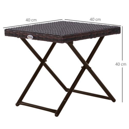 Table D'appoint Pliante En Polyrattan Brun 40x40x40 Cm Pour Jardin
