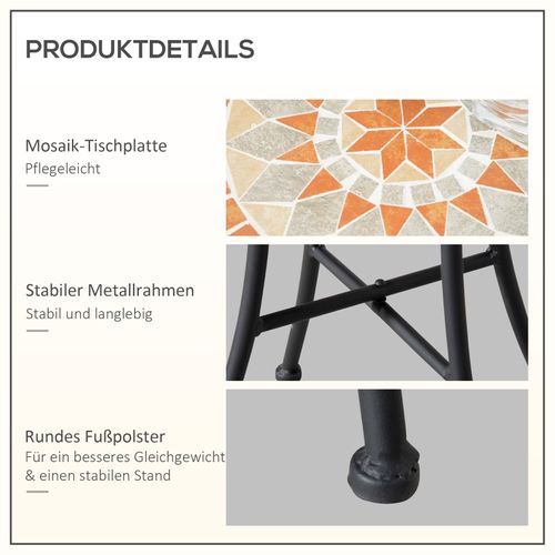 Table De Jardin Ronde En Métal Ø35,5 Cm Pour Jardin Et Terrasse