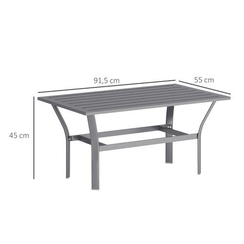 Table De Jardin En Métal Avec Plateau à Lattes 91,5x55 Cm Pour Extérieur