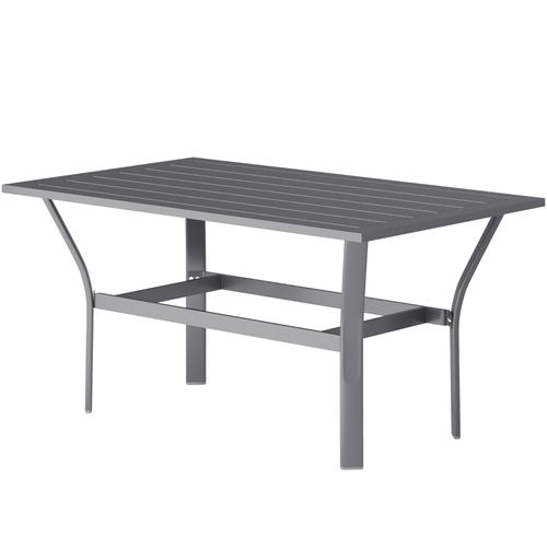 Table De Jardin En Métal Avec Plateau à Lattes 91,5x55 Cm Pour Extérieur