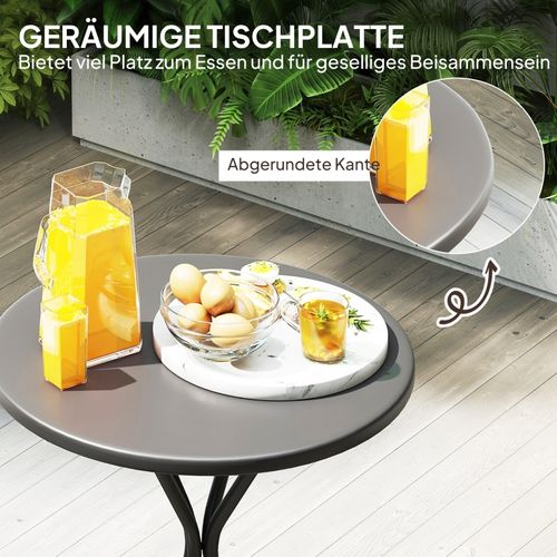 Table De Jardin Ronde En Acier Ø60 X 70 Cm Pour Balcon Et Terrasse