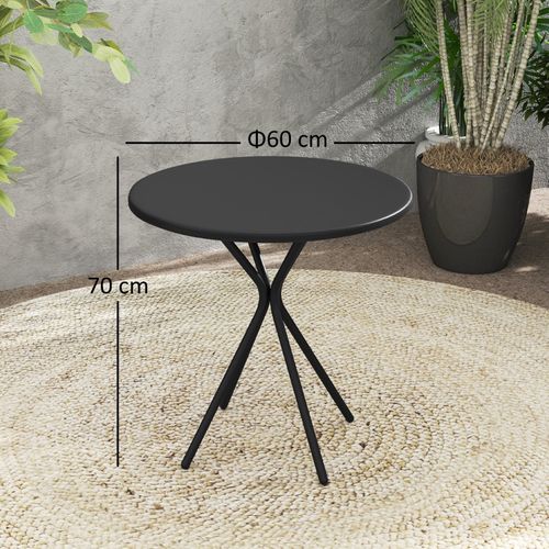 Table De Jardin Ronde En Acier Ø60 X 70 Cm Pour Balcon Et Terrasse