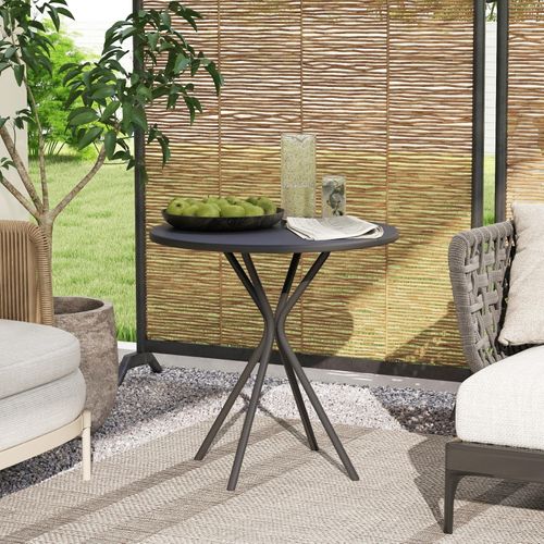 Table De Jardin Ronde En Acier Ø60 X 70 Cm Pour Balcon Et Terrasse