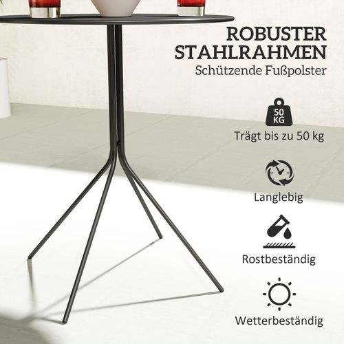 Table De Jardin Pliante Ronde Ø60 Cm En Acier Pour Terrasse Et Balcon