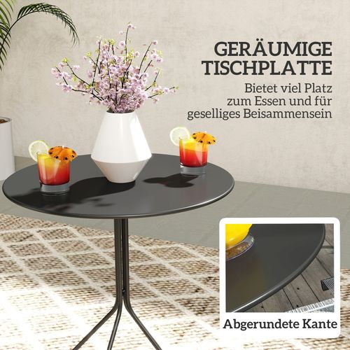 Table De Jardin Pliante Ronde Ø60 Cm En Acier Pour Terrasse Et Balcon