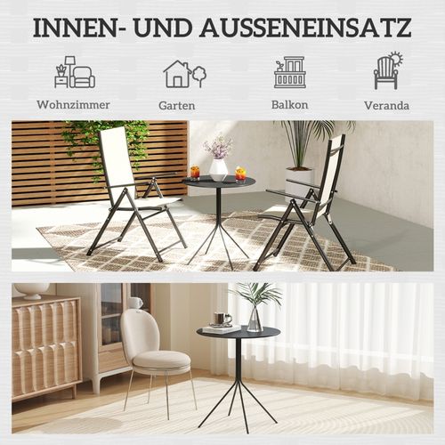 Table De Jardin Pliante Ronde Ø60 Cm En Acier Pour Terrasse Et Balcon