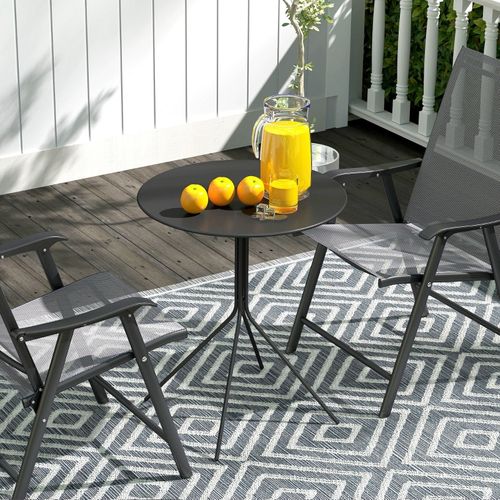 Table De Jardin Pliante Ronde Ø60 Cm En Acier Pour Terrasse Et Balcon