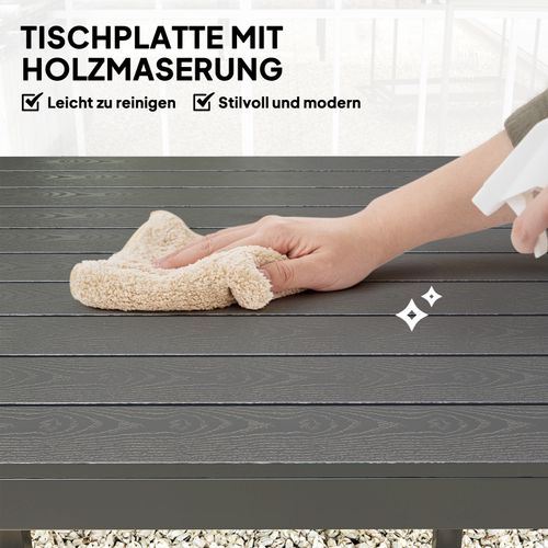 Table De Jardin Carrée En Aluminium 73x73 Cm Effet Bois Pour 4 Personnes