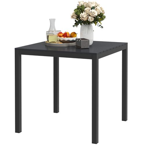 Table De Jardin Carrée En Aluminium 73x73 Cm Effet Bois Pour 4 Personnes