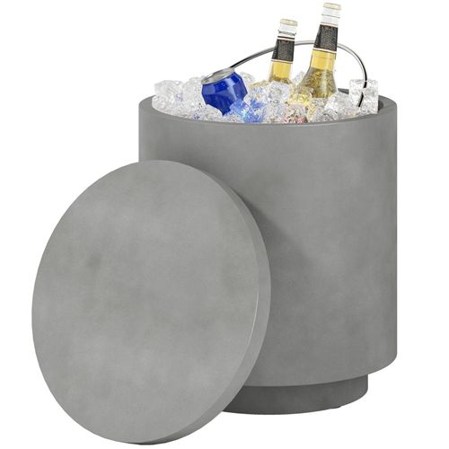 Table D’appoint Avec Seau à Boissons Amovible 10 L Gris Clair