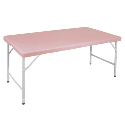 Table Pliante Robuste Portable 125 Cm, Hauteur Réglable, Rose
