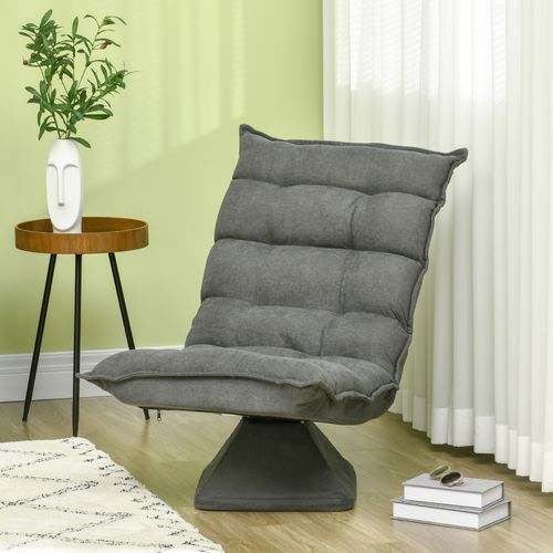 Fauteuil Au Sol Pivotant Avec Dossier Inclinable, Coussin Lounge Gris