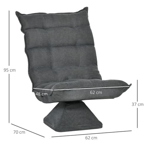 Fauteuil Au Sol Pivotant Avec Dossier Inclinable, Coussin Lounge Gris
