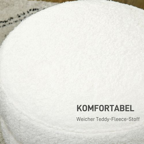 Pouf Rond Avec Coussin Rembourré, Repose-pieds Élégant Crème Ø40 Cm