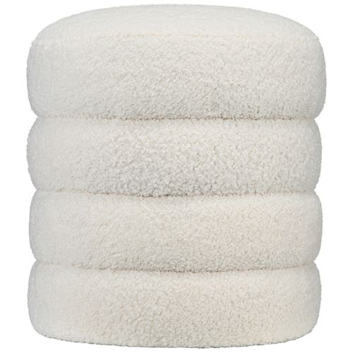 Pouf Rond Avec Coussin Rembourré, Repose-pieds Élégant Crème Ø40 Cm