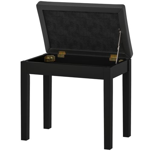 Banc De Piano Avec Rangement, Assise Rembourrée En Simili Cuir Noir 55x34x50 Cm