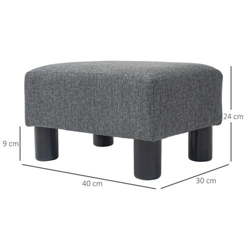 Tabouret Rectangulaire Moderne En Lin, Assise Confortable, 40x30x24 Cm, Gris Foncé