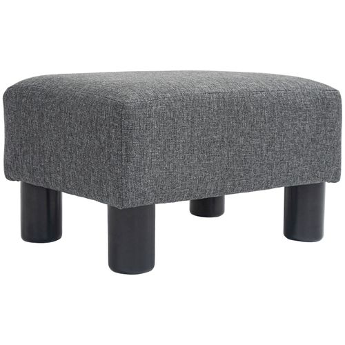 Tabouret Rectangulaire Moderne En Lin, Assise Confortable, 40x30x24 Cm, Gris Foncé