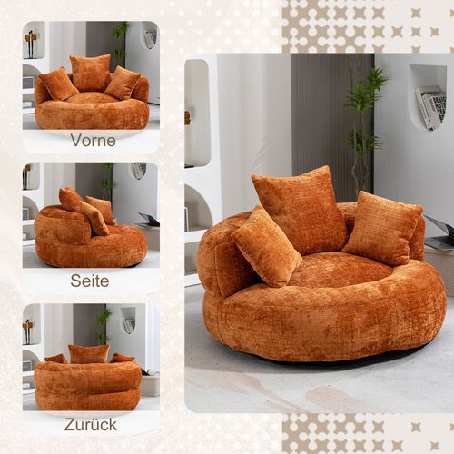 Fauteuil Poire Lazy Sofa Chenille Pour Adultes Et Enfants, Orange