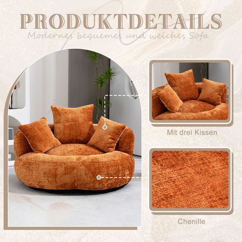 Fauteuil Poire Lazy Sofa Chenille Pour Adultes Et Enfants, Orange