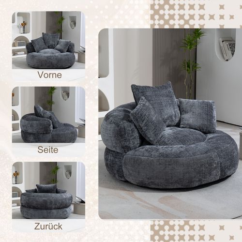 Fauteuil Poire Lazy Sofa Chenille Pour Adultes Et Enfants, Gris