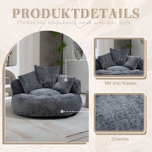 Fauteuil Poire Lazy Sofa Chenille Pour Adultes Et Enfants, Gris