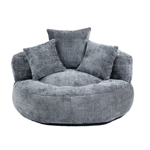 Fauteuil Poire Lazy Sofa Chenille Pour Adultes Et Enfants, Gris