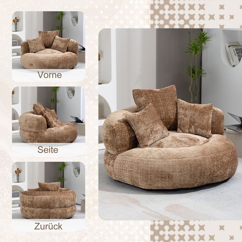 Fauteuil Poire Lazy Sofa Chenille Pour Adultes Et Enfants, Café