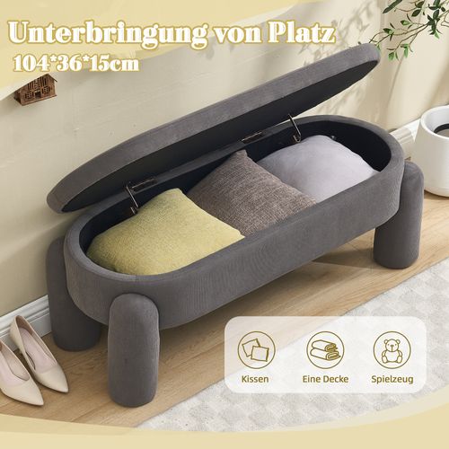 Banquette De Rangement Moderne En Chenille Gris Pour Salon Et Entrée