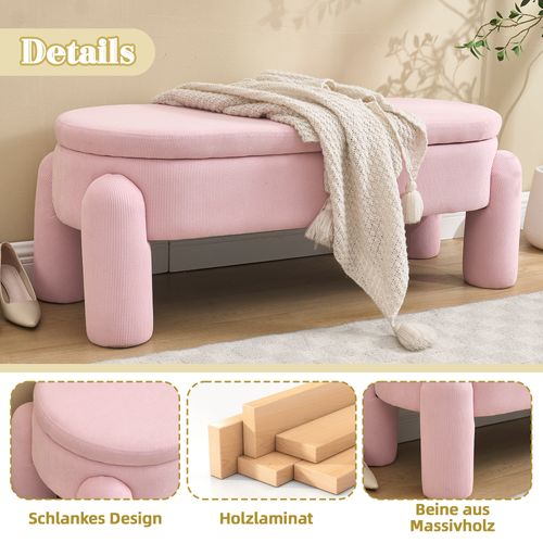 Banquette De Rangement Moderne En Chenille Rose Pour Salon Et Entrée