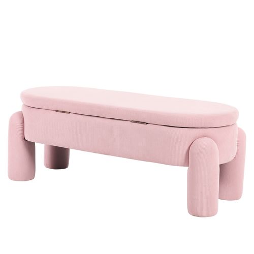 Banquette De Rangement Moderne En Chenille Rose Pour Salon Et Entrée