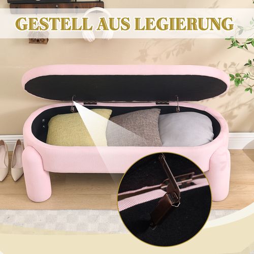 Banquette De Rangement Moderne En Chenille Rose Pour Salon Et Entrée