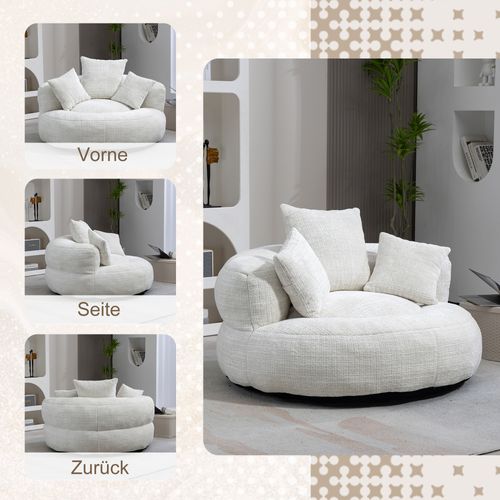 Fauteuil Poire Lazy Sofa Chenille Pour Adultes Et Enfants, Beige