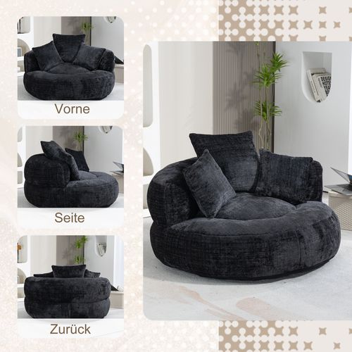 Fauteuil Poire Lazy Sofa Chenille Pour Adultes Et Enfants, Noir