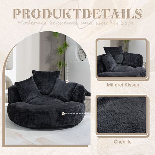 Fauteuil Poire Lazy Sofa Chenille Pour Adultes Et Enfants, Noir