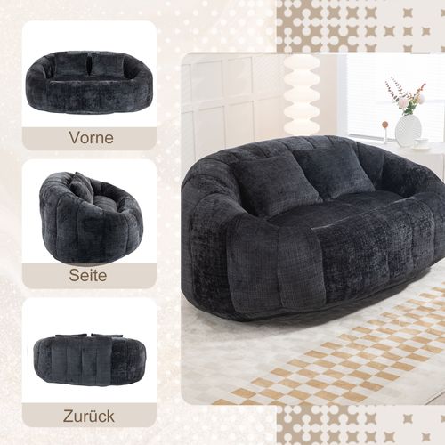 Fauteuil fixe, Fauteuil Poire Lazy Sofa Chenille, Siège Confortable Pour Adultes Et Enfants, Noir