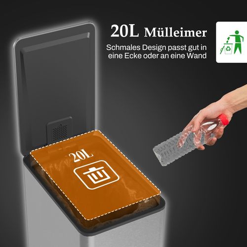 Poubelle à Pédale 20l En Acier Inoxydable Avec Seau Intérieur Et Couvercle