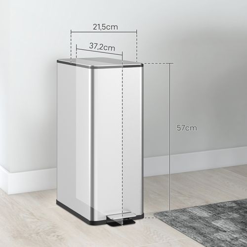 Poubelle à Pédale 20l En Acier Inoxydable Avec Seau Intérieur Et Couvercle