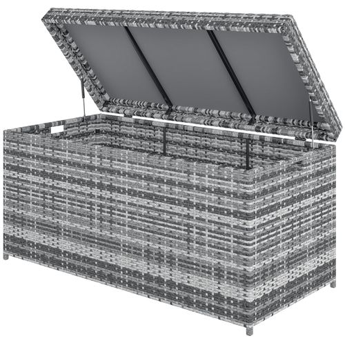 Coffre De Rangement Rattan 380l Avec Couvercle Et Poignées Pour Jardin