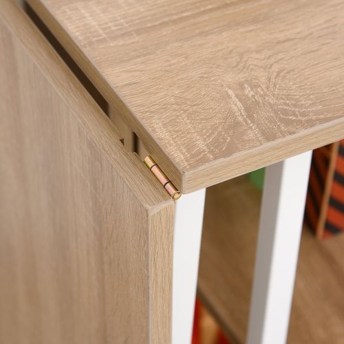 Bureau Pliant Mobile Sur Roulettes 107 X 55 X 76 Cm, Mdf, Naturel