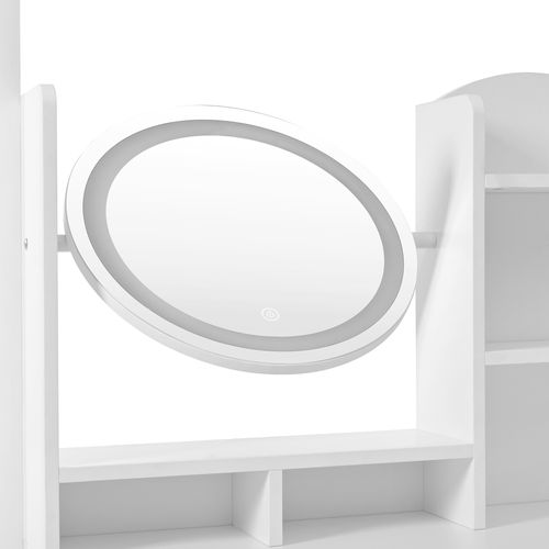 Coiffeuse 4-en-1 Avec Miroir Intégral, LED Et 4 Tiroirs, Blanc