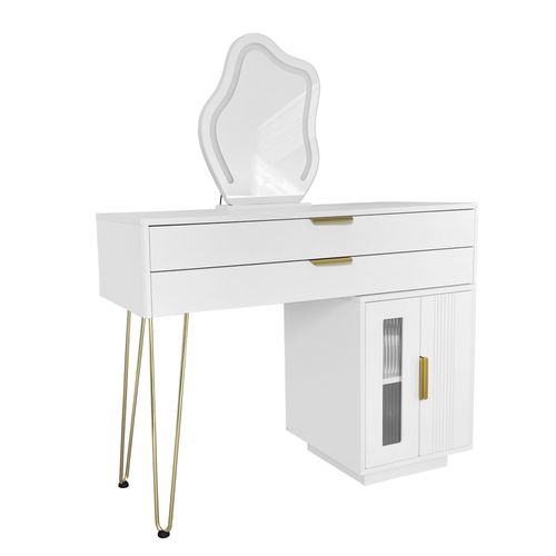 Coiffeuse Blanche Avec LED, Tiroirs Spacieux Et Design Modulable