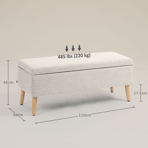 Banc Coffre Scandinave Avec Rangement 110 Cm En Lin - Beige