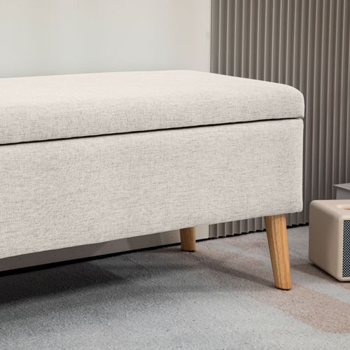 Banc Coffre Scandinave Avec Rangement 110 Cm En Lin - Beige