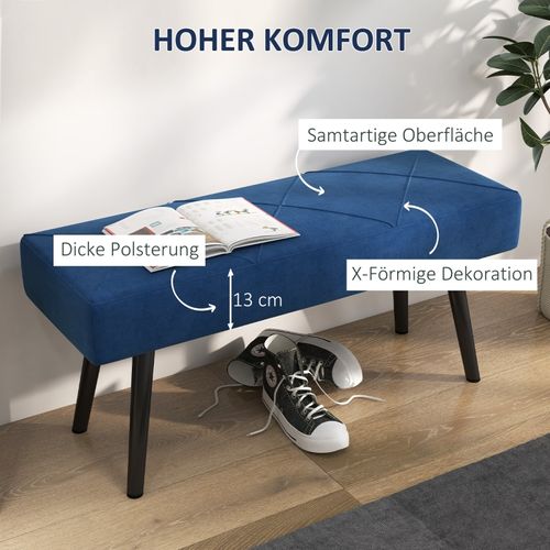 Banc Avec Coffre De µRangement En Velours 100 Cm - Bleu